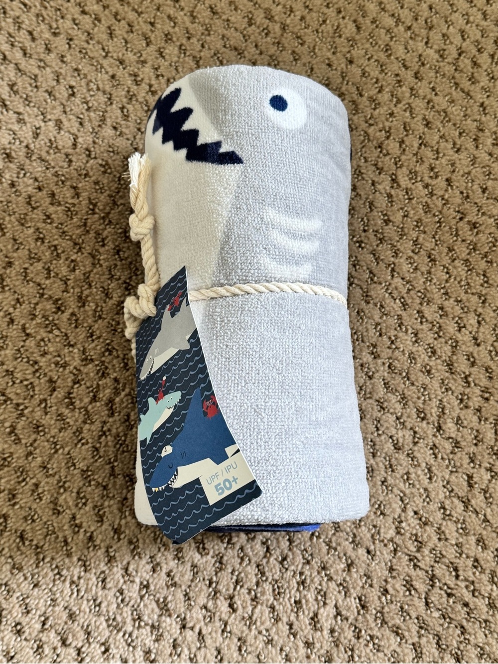 Pottery Barn Kids Light Gray Shark Bath Towel